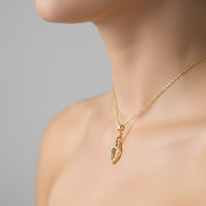 Dainty Hanging Heart Diamond Gold Pendant