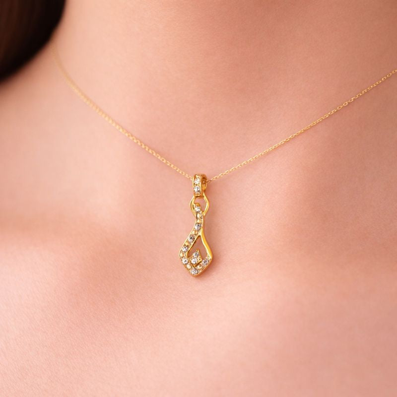 Twisted Lattice Drop Diamond Gold Pendant