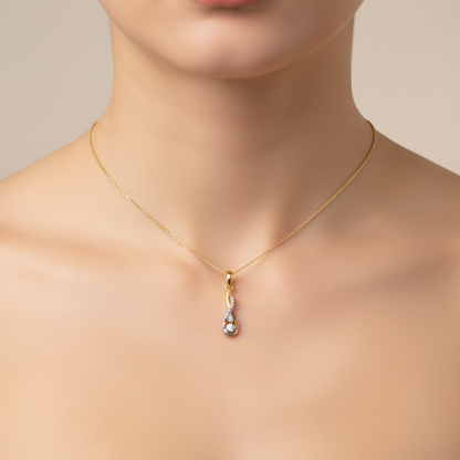 Elegant Curved Drop Design Diamond Gold Pendant