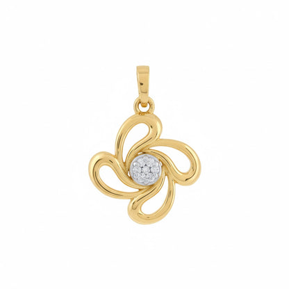 Elegant Swirl Floral Design Diamond Gold Pendant