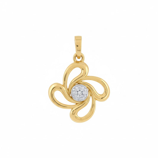 Elegant Swirl Floral Design Diamond Gold Pendant