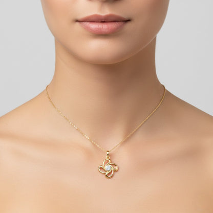 Elegant Swirl Floral Design Diamond Gold Pendant