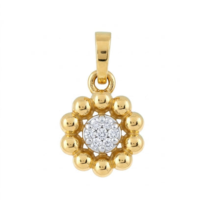 Classic Beaded Halo Diamond Gold Pendant