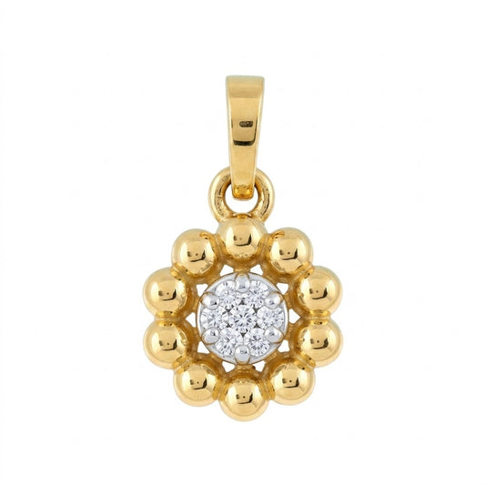 Classic Beaded Halo Diamond Gold Pendant