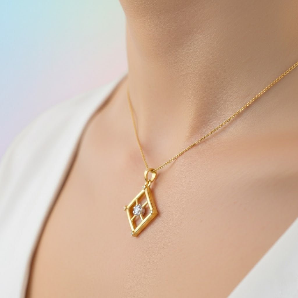 Geometric Spark Diamond Gold Pendant