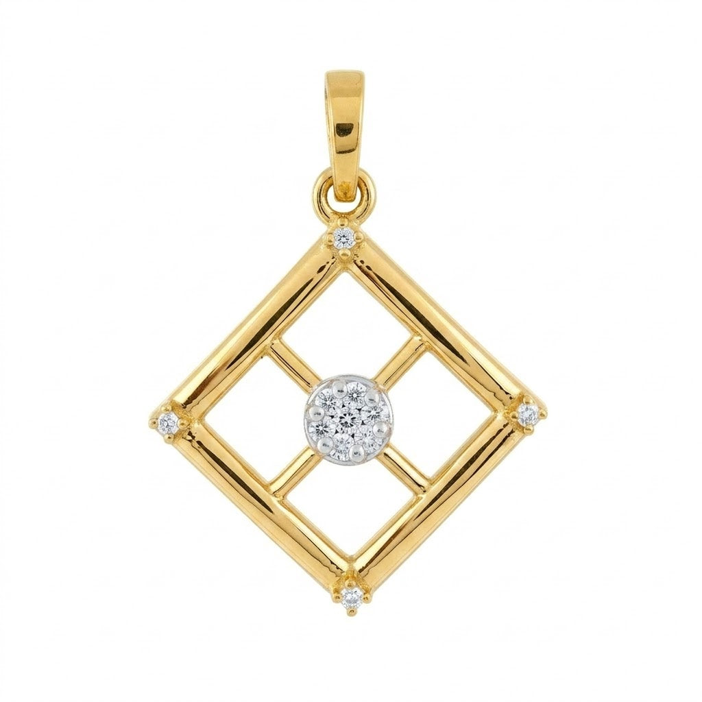 Geometric Spark Diamond Gold Pendant