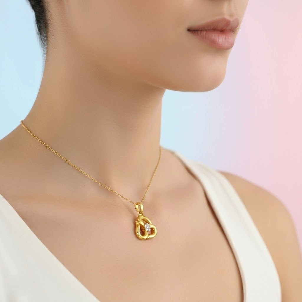 Intertwined Diamond Gold Pendant