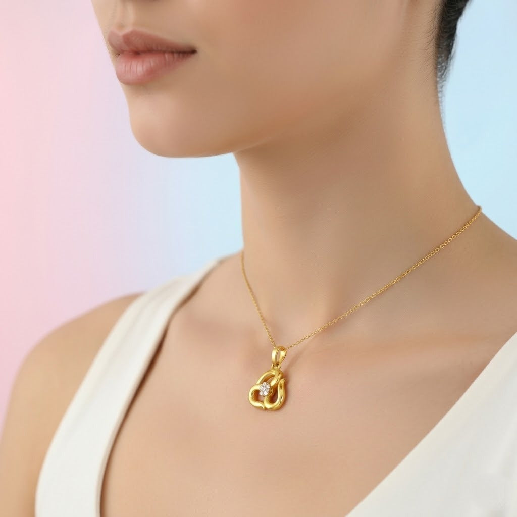 Intertwined Diamond Gold Pendant
