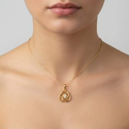 Graceful Intertwined Loop Sparkle Diamond Gold Pendant