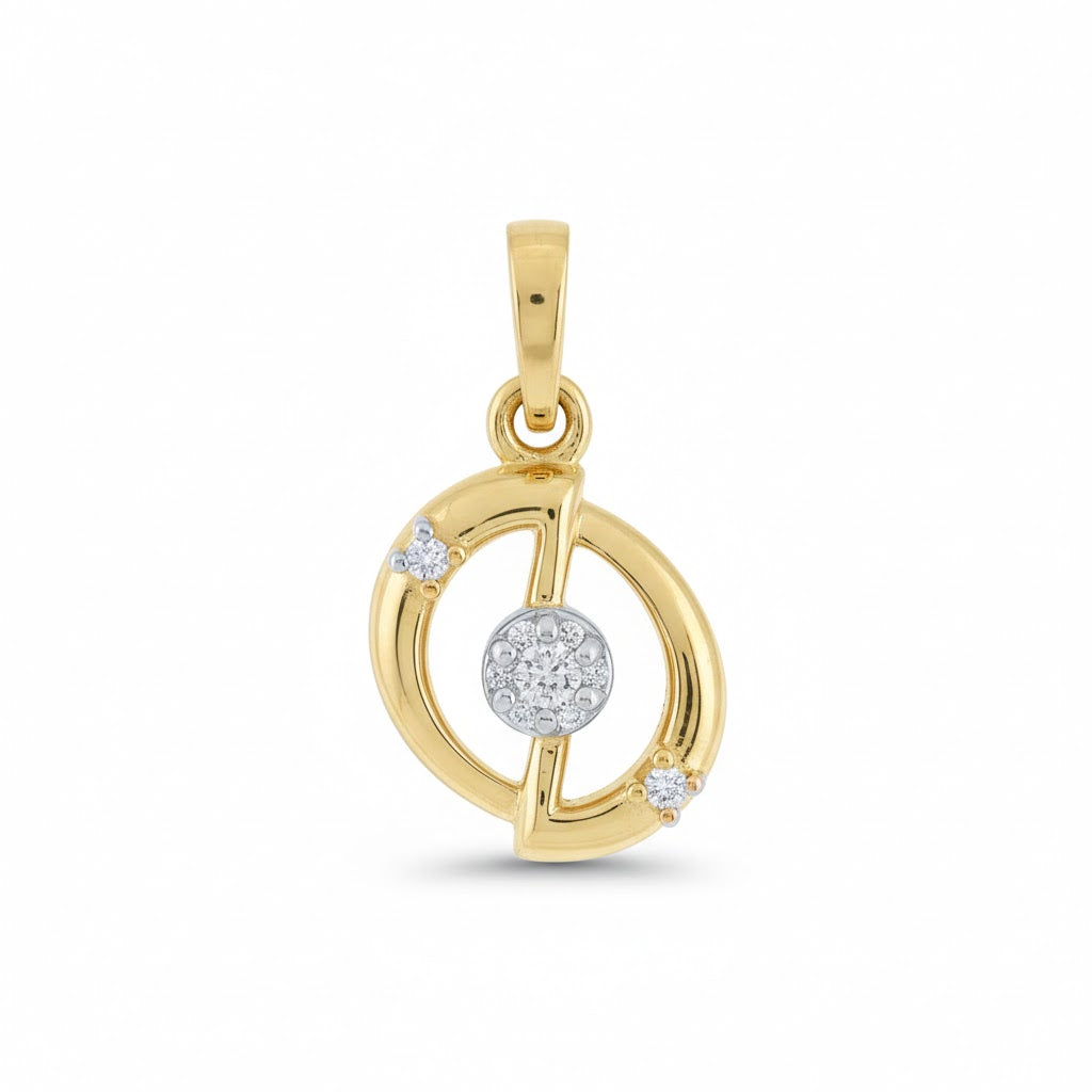 Modern Circular Split Diamond Gold Pendant