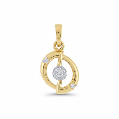 Modern Circular Split Diamond Gold Pendant
