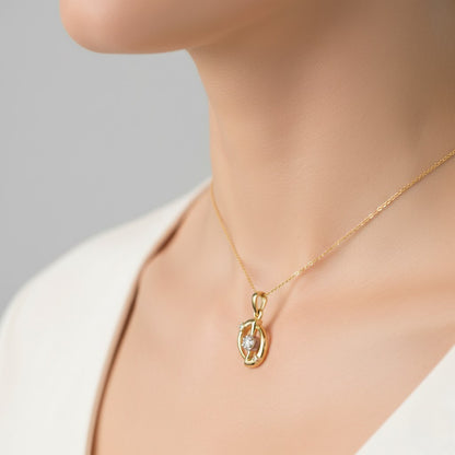 Modern Circular Split Diamond Gold Pendant