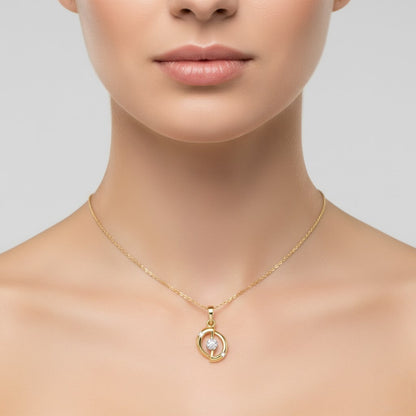 Modern Circular Split Diamond Gold Pendant