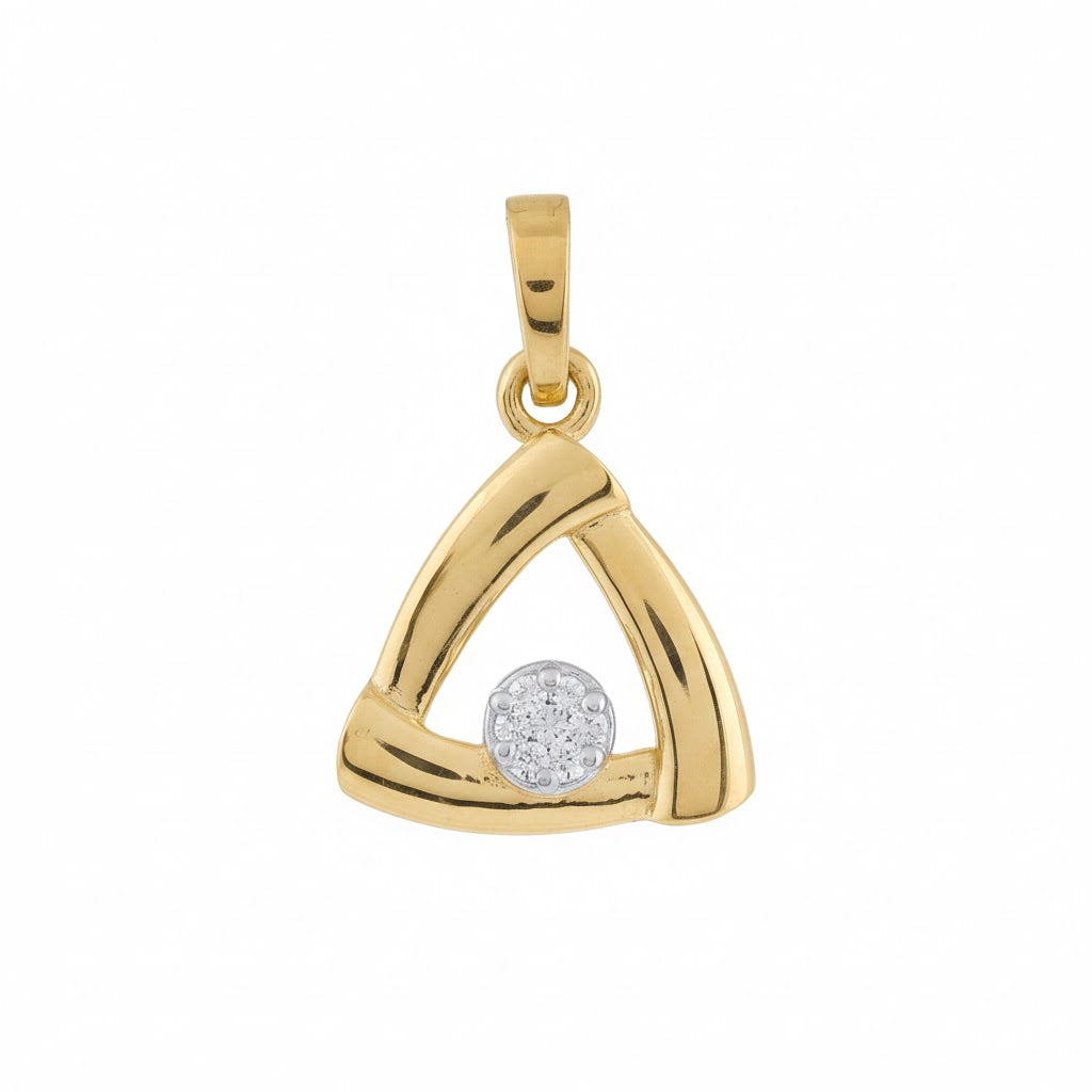 Modern Triangle Frame Accent Diamond Gold Pendant