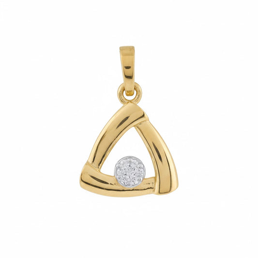 Modern Triangle Frame Accent Diamond Gold Pendant