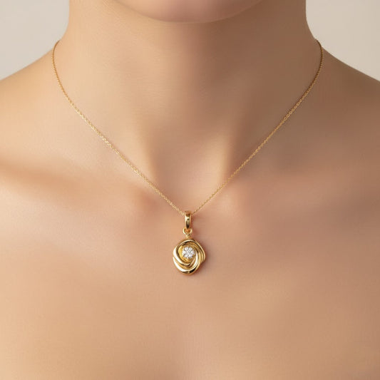 Twisted Glow Diamond Gold Pendant