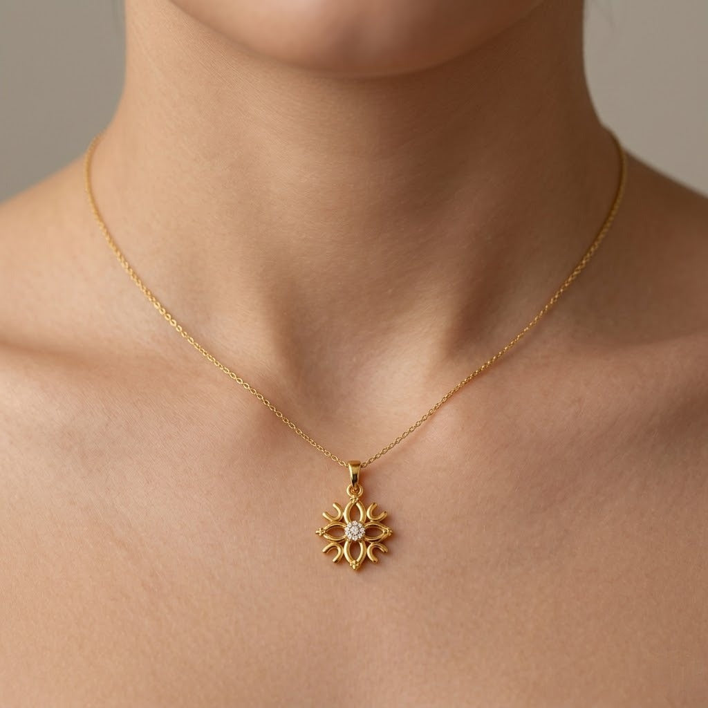 Radiant Floral Harmony Pendant Diamond Gold Pendant