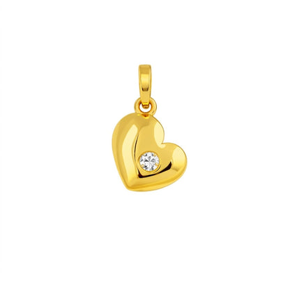 Classic Heart Center Sparkle Design Diamond Gold Pendant