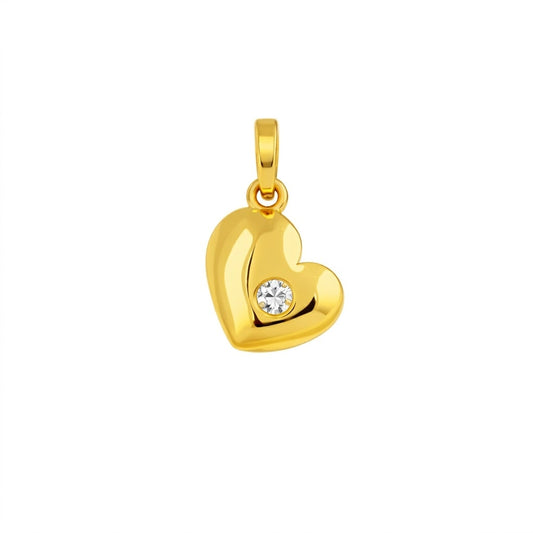 Classic Heart Center Sparkle Design Diamond Gold Pendant