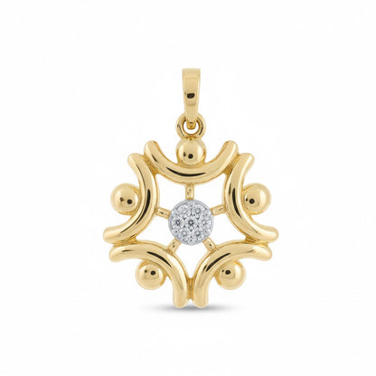Artistic Floral Curve Motif Diamond Gold Pendant