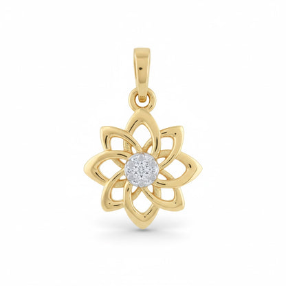 Blooming Petal Floral Cluster Diamond Gold Pendant