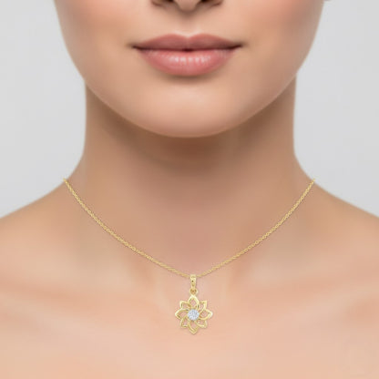 Blooming Petal Floral Cluster Diamond Gold Pendant