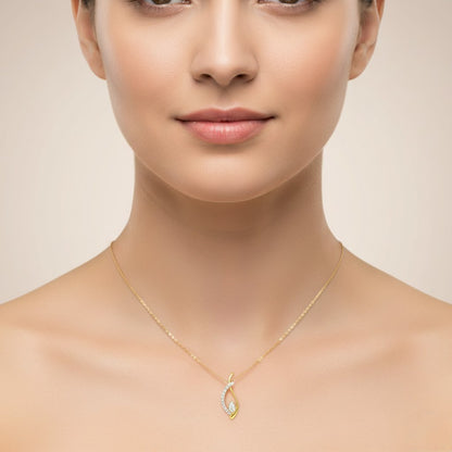 Elegant Curved Diamond Gold Pendant