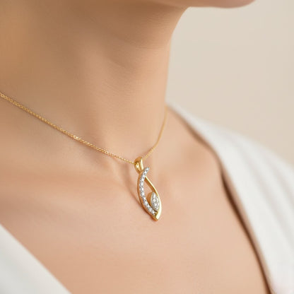 Elegant Curved Diamond Gold Pendant