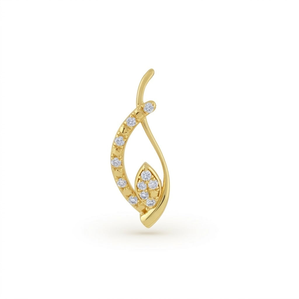Elegant Curved Diamond Gold Pendant