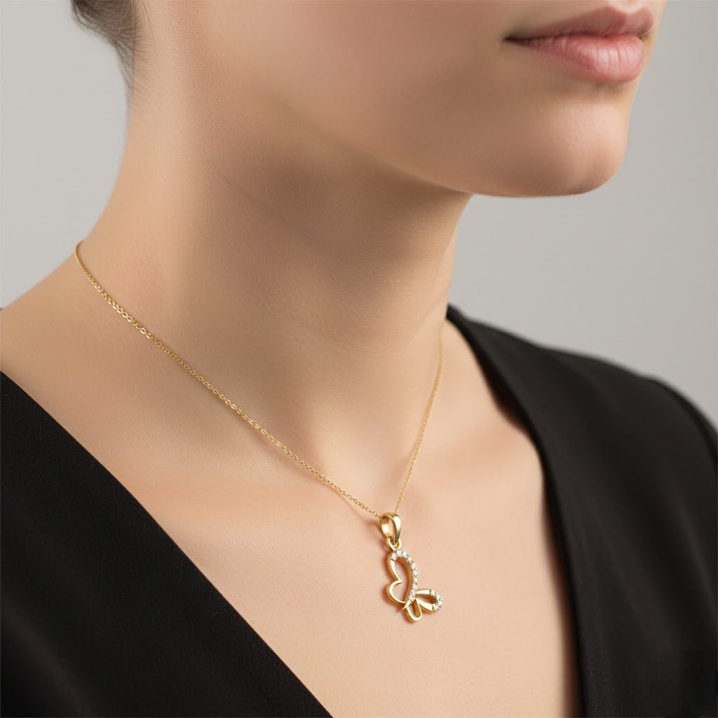 Graceful Infinity Heart Sparkle Diamond Gold Pendant