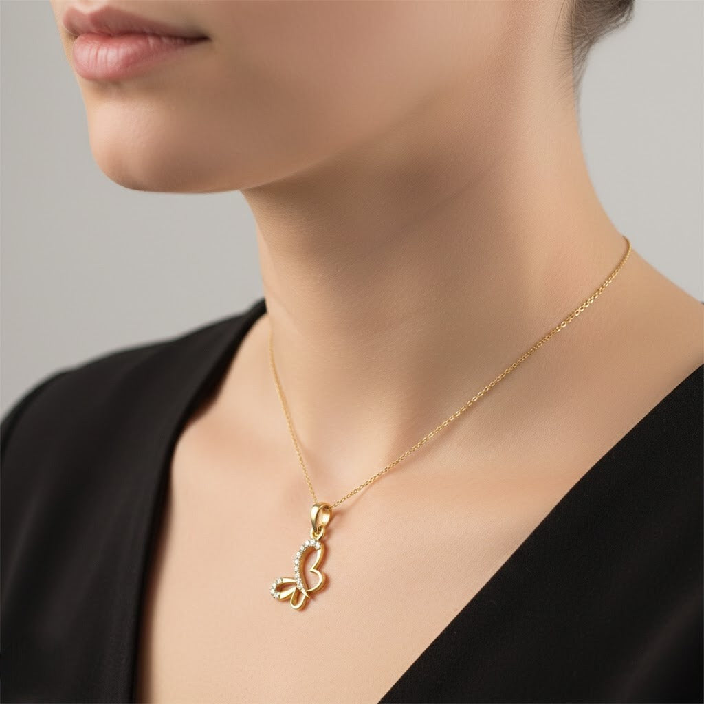 Graceful Infinity Heart Sparkle Diamond Gold Pendant