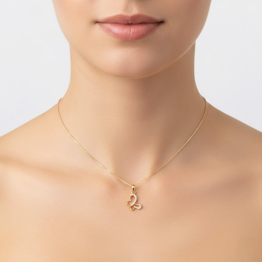 Graceful Infinity Heart Sparkle Diamond Gold Pendant