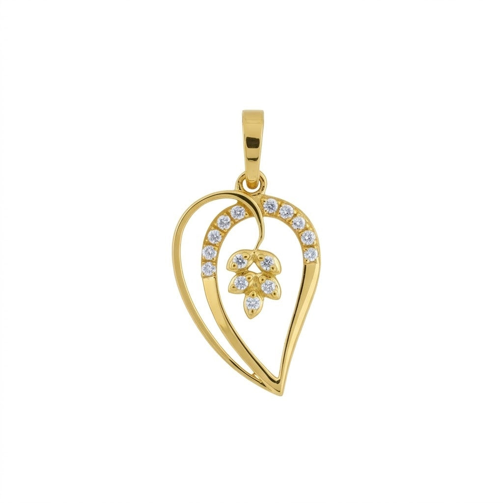 Elegant Leaf Drop Motif Diamond Gold Pendant