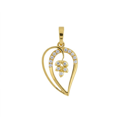 Elegant Leaf Drop Motif Diamond Gold Pendant