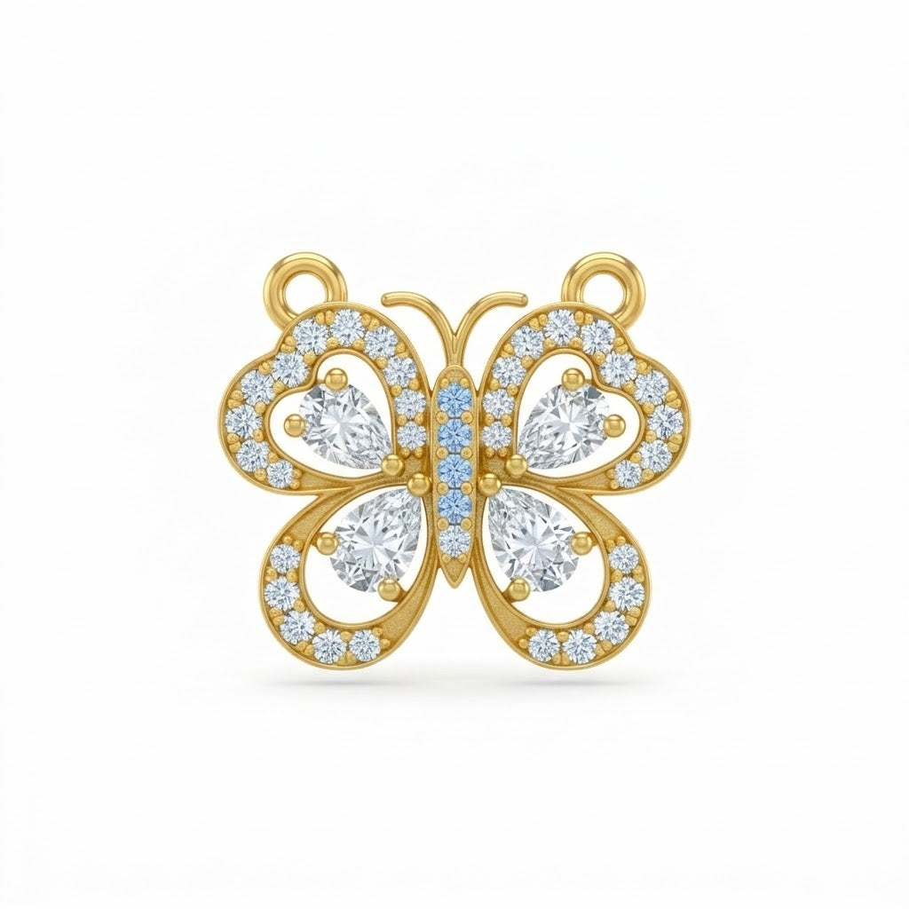 Playful Bufferfly Diamond Pendant
