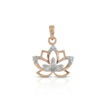 Elegant Lotus Bloom Charm Diamond Gold Pendant