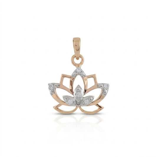 Elegant Lotus Bloom Charm Diamond Gold Pendant