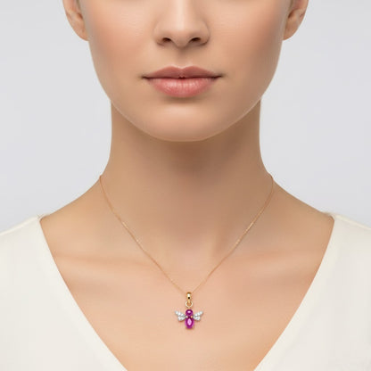 Ruby and Butterfly Inspired Diamond Gold Pendant