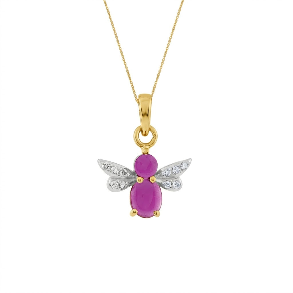 Ruby and Butterfly Inspired Diamond Gold Pendant