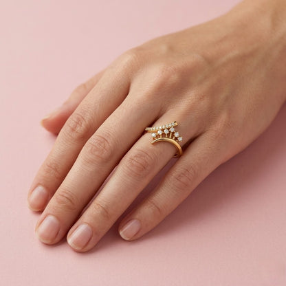 Floral Cascade Diamond Gold Ring