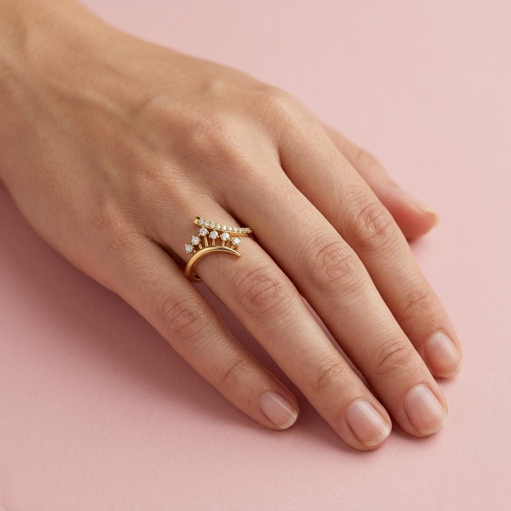 Floral Cascade Diamond Gold Ring