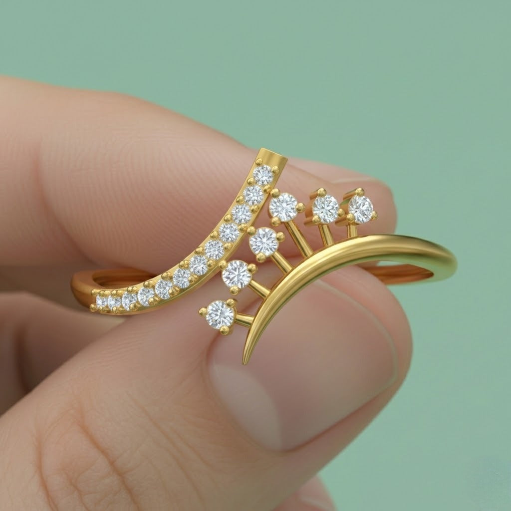 Floral Cascade Diamond Gold Ring