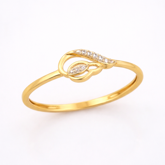 Bloomed Ribbon Diamond Gold Ring