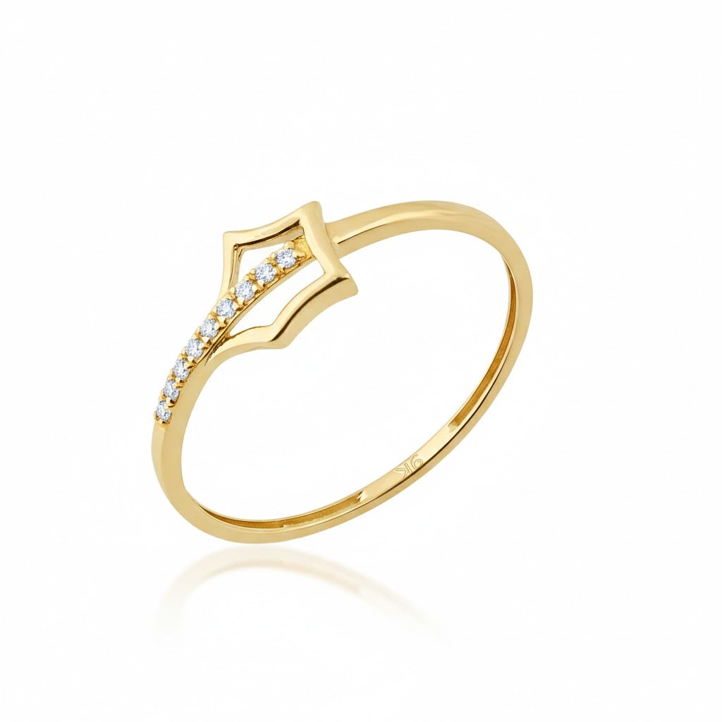 Star Frame Diamond Gold Ring