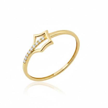 Star Frame Diamond Gold Ring