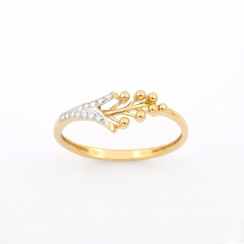 Nature Inspired Branch Sparkle Design Diamond Gold Ring