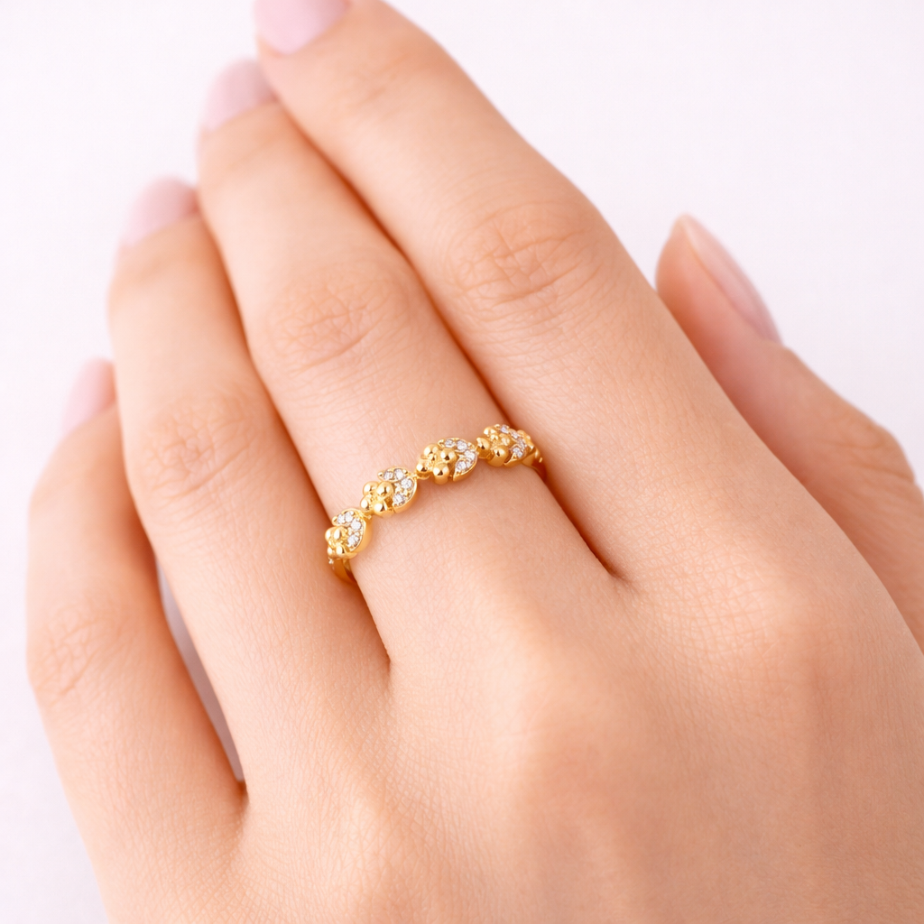 Floral Beaded Band Ring