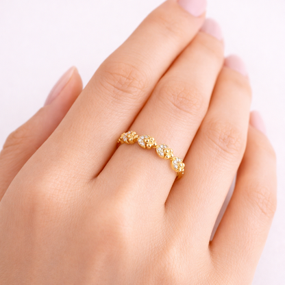 Floral Beaded Band Ring