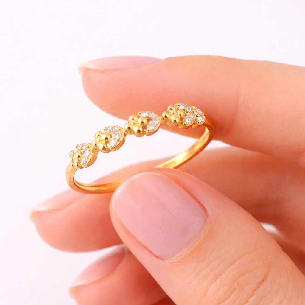 Floral Beaded Band Ring