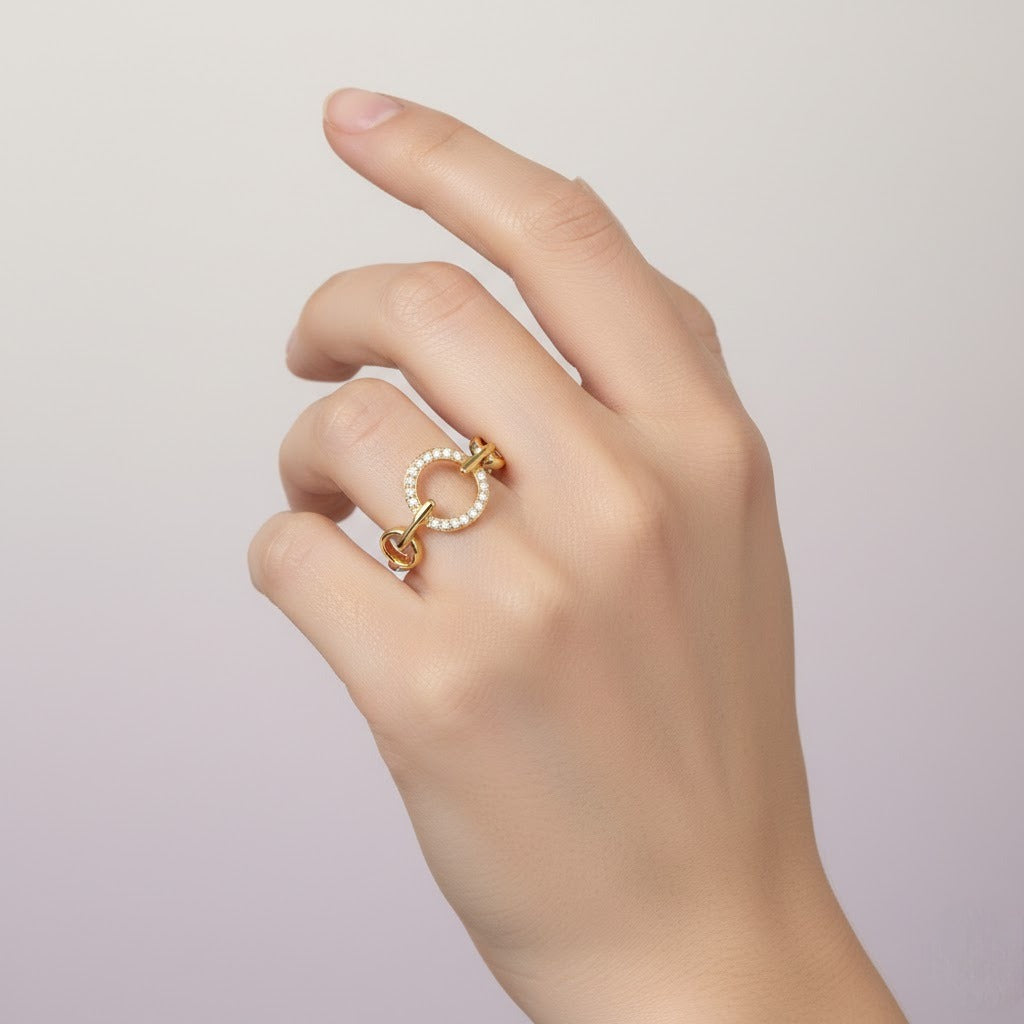 Interlinked Halo Diamond Open Gold Ring